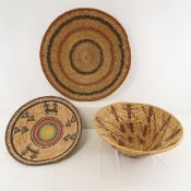 3 Hand Woven African Reed Baskets