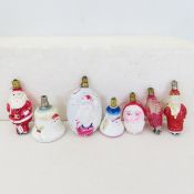 7 Vintage Santa Figural Light Bulbs