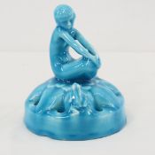 1923 Rookwood Nude Figural Blue Flower Frog 2527
