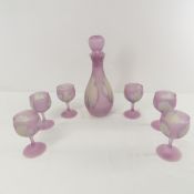 Rueven Style Art Nouveau Decanter & 6 Glass Set