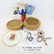 Sleepy Eye Plate, Pitcher, Basket & Bolo Ties