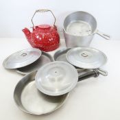 Mirro Aluminum Pots, Pans & Red Enamel Kettle Pot