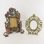 2 Antique Cast Metal Picture Frames