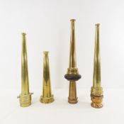 4 Vintage Solid Brass Fire Hose Nozzles