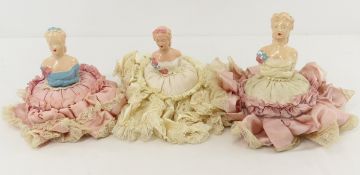 2 Victorian Chalkware Half Doll Pin Cushions