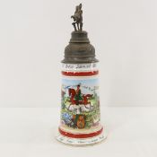 German Cavalry Regimental Lithopane Beer Stein
