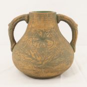 Antique Red Wing Brushware Double Handled Vase