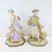 Pair of Japanese Porcelain Figures approx 14