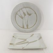 Charles Halling Signed Stoneware Tray & Plate