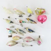 Antique German Blown Glass Ornaments, Birds, Fish