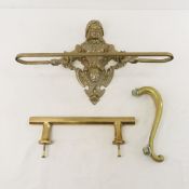 Antique Victorian Brass Towel Bar & Door Handle