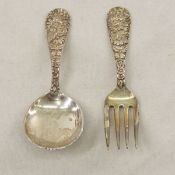 S Kirk & Sons Sterling Sunflower Baby Fork & Spoon