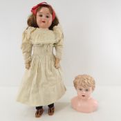 Antique German Minerva Tin Head & Tin Head Doll