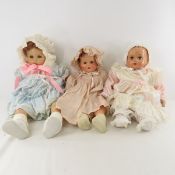 3 Unmarked Antique Compo Head Baby Dolls