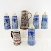 5 Gerz, 1 Marz & Remy & 1 Hamm's Beer Steins