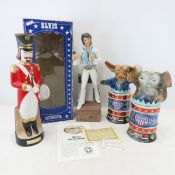 1976 Beam DFL & GOP Decanters, Elvis & Nutcracker