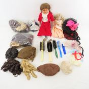 Assorted Doll wigs, 3 Dolls and Accessories