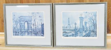 2 Vintage Framed Maurice Legendre Parisian Prints