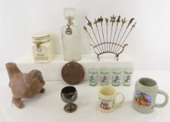 Vintage Bourbon Decanter, Shish Kabob Weapon Set