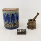 Vintage Ceramic Humidor, match box cover & more