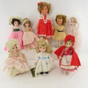 2 Shirley Temple & 6 Effanbee Plastic Dolls