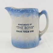 The Boys Denison IA Blue & White Stoneware Pitcher