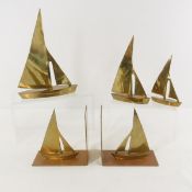 Solid Brass Sailboat Bookends & Decor