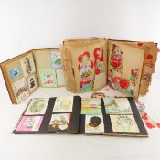 3 Vintage Scrap Books, 1940s Valentines & Other