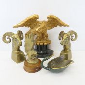 Brass Ram Bookends, Eagle Sculptures & More