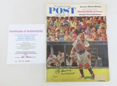 1957 Saturday Evening Post Signed By Yogi Berra