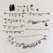 7 Charm Bracelets, 1 Xmas Charm Necklace & Charms