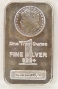 1 ozt .999 Silver Bar Morgan Dollar Design