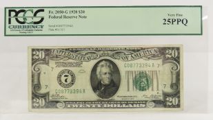 1928 $20 Fed Reserve Note PCGS 25PPQ Very Fine