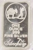 1 ozt .999 Silver Bar Silver Towne