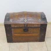 Antique Dome Top Saratoga Steamer Trunk