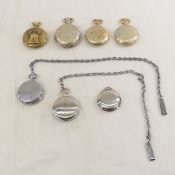 4 windup & 3 quartz pocket watches