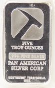 5 ozt .999 Silver Pan American Silver Corp Bar
