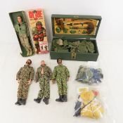 4 Vintage GI Joe Figures, Footlocker & Accessories