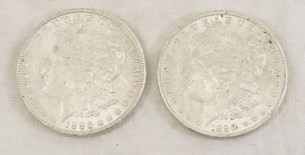 1886 & 1890 Morgan Silver Dollars