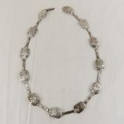 Hand Tooled Sterling Silver Belt, 32