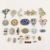 24 Antique Paste & Vintage Brooches