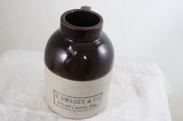 E Swasey Oyster Advertising Stoneware Jar