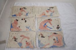 6 Japanese Shunga Erotic Woodblock Prints