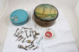 Hostess Wonder Bread Ashtray, Skeleton Keys, Tins