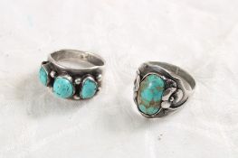 2 Southwest Style Turquoise Rings 23 Grams