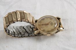 1950 17J 14K Gold Gruen Wind Wristwatch Working