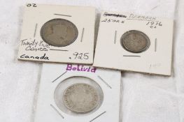 3 Antique Foreign Silver Coins