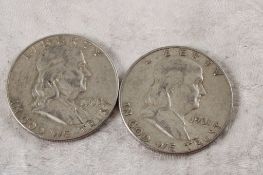 2 Franklin Silver Half Dollars