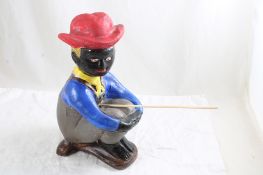 Plaster Black Americana Boy Fishing Figure