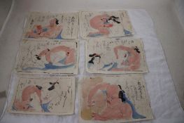 6 Japanese Shunga Erotic Woodblock Prints